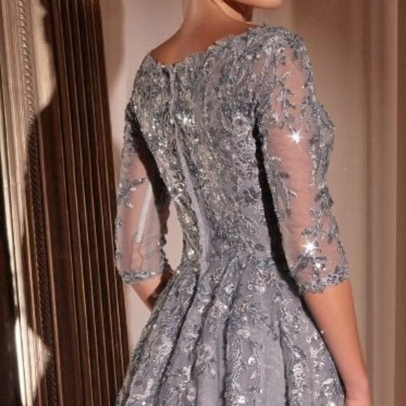 Sophisticated Lace Prom Dress in Gray - Picture 7 of 8